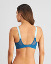 Model wears Bendon Breathe Contour Bra in INK BLUE. On body back view