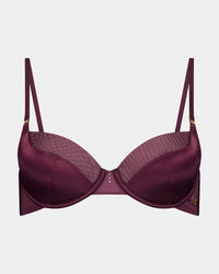 Sheer Impact Contour Bra in FIG. Flat lay front view