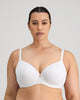 Model wears Sculpt Contour Bra in WHITE. On body front view