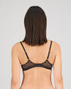 Model wears Niara Underwire Bra in BLACK. On body back view