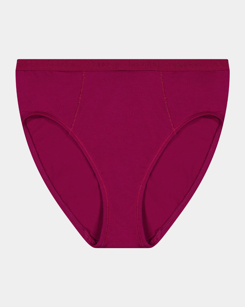 Body Cotton High Cut Brief in BEAUJOLAIS. Flat lay front view