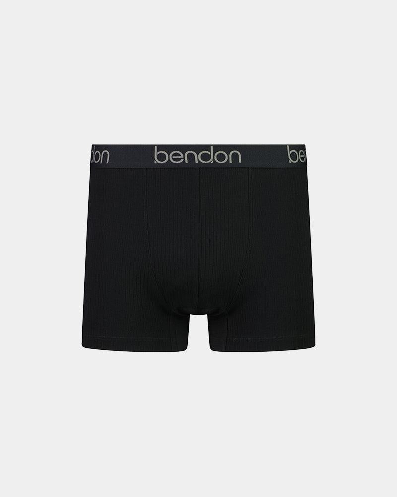 Cotton Texture Mens Trunk in BLACK. Flat lay front view