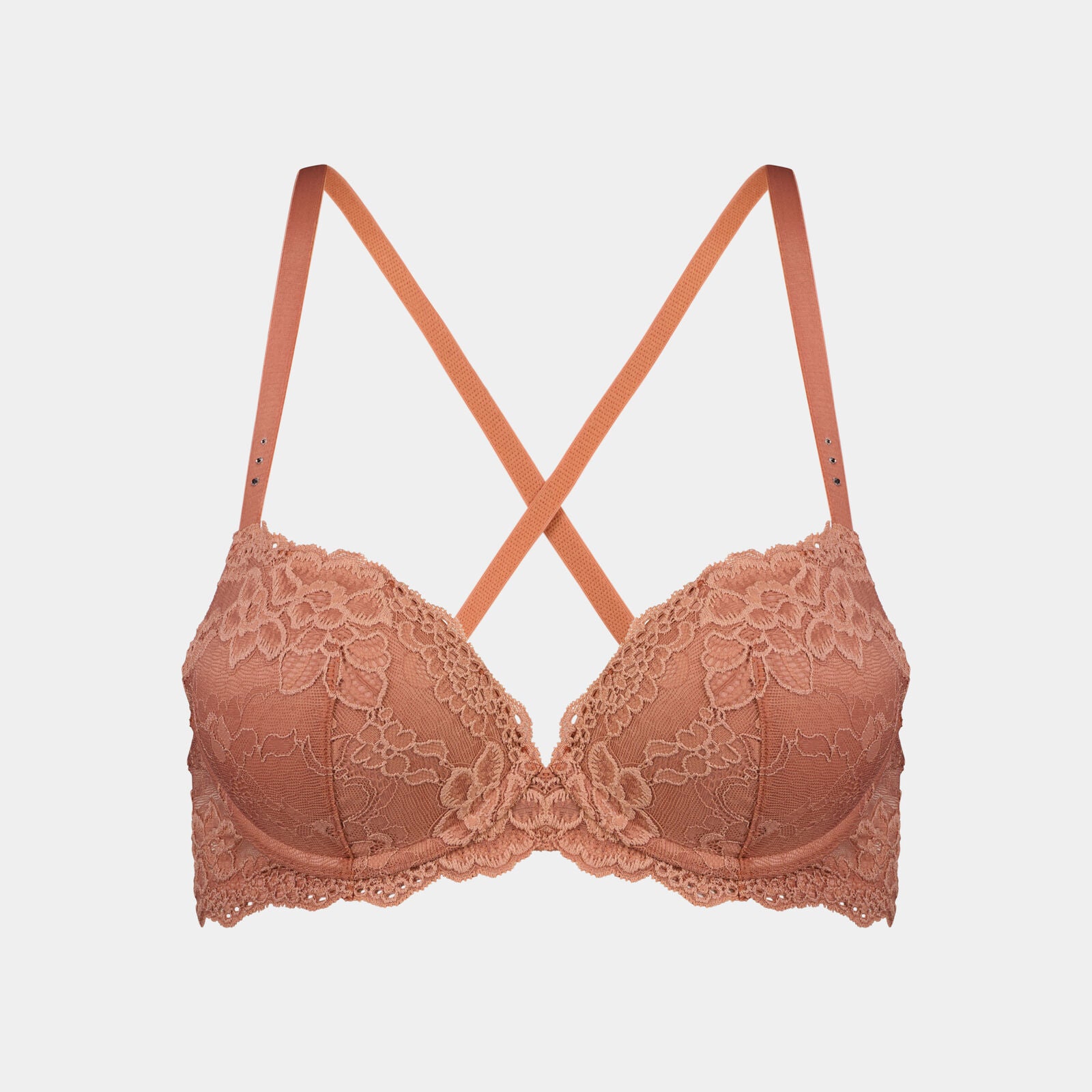 My Fit Lace Push Up Bra in CINNAMON. Feature shot
