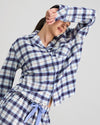 Cosy Flannel Long Sleeve Pj Top in NAVY BLAZER. Feature shot