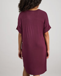 Model wears Belle Bamboo Nightie in FIG. On body back view