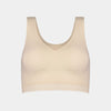 Comfit Collection Crop Top in NOVELLE PEACH. Flat lay front view