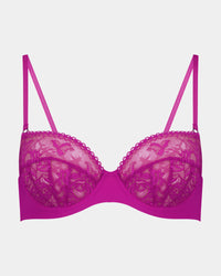 Inspire Me Underwire Bra in FANTASY FUCHSIA. Flat lay front view
