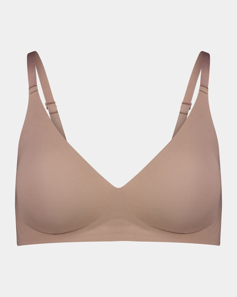Comfit Collection Wire Free Bra in MOCHA. Flat lay front view