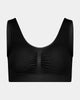 Bendon Essentials Crop Top in BLACK. Flat lay front view