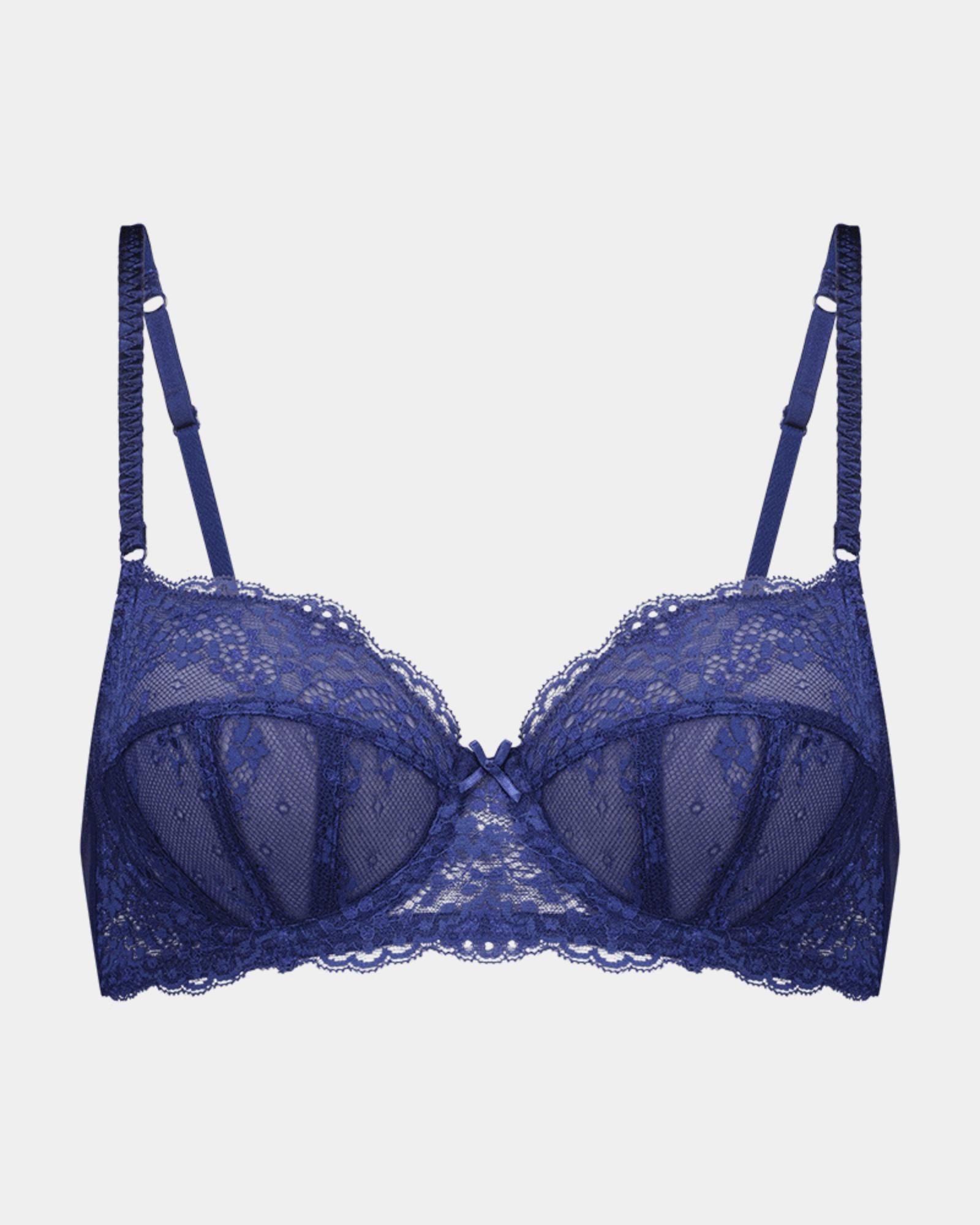 Sofia Underwire Bra in Medieval Blue. Flat lay front view