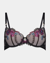 Niara Underwire Bra in BLACK/BEAUJOLAIS. Flat lay front view