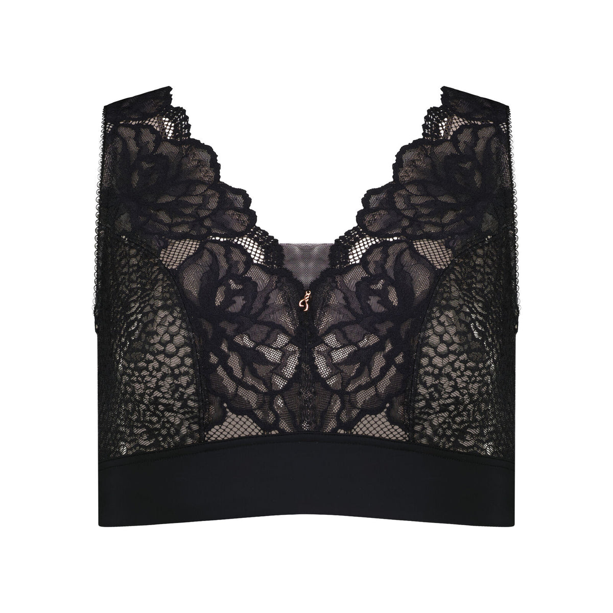 Midnight Express Wire Free Bra in BLACK. Flat lay front view