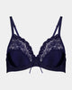Juliette Underwire Bra in Medieval Blue. Flat lay front view