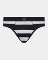 Rugby Stripe Mens Brief in BLACK RUGBY STRIPE. Flat lay front view