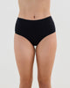 Model wears Cotton And Lace Full Brief in BLACK. On body front view