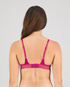 Model wears Stripe Elastic & Papertouch Push Up Bra in FANTASY FUCHSIA. On body back view