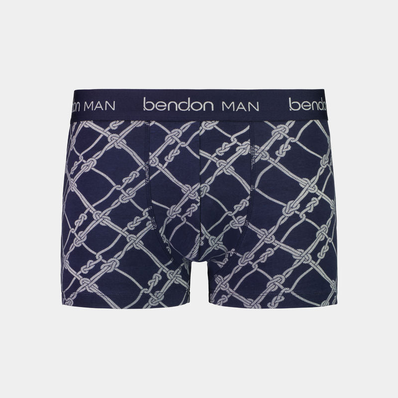 Cotton Stretch Exposed Mens Trunk in ROPE CHECK. Flat lay front view