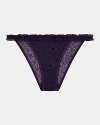 Wrapped In Stardust Thong in PURPLE VELVET. Flat lay front view
