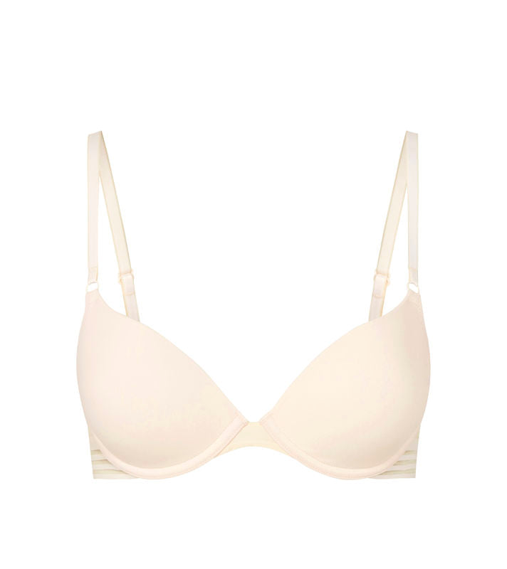 Stripe Elastic & Papertouch Push Up Bra in SILVER PEONY. Flat lay front view
