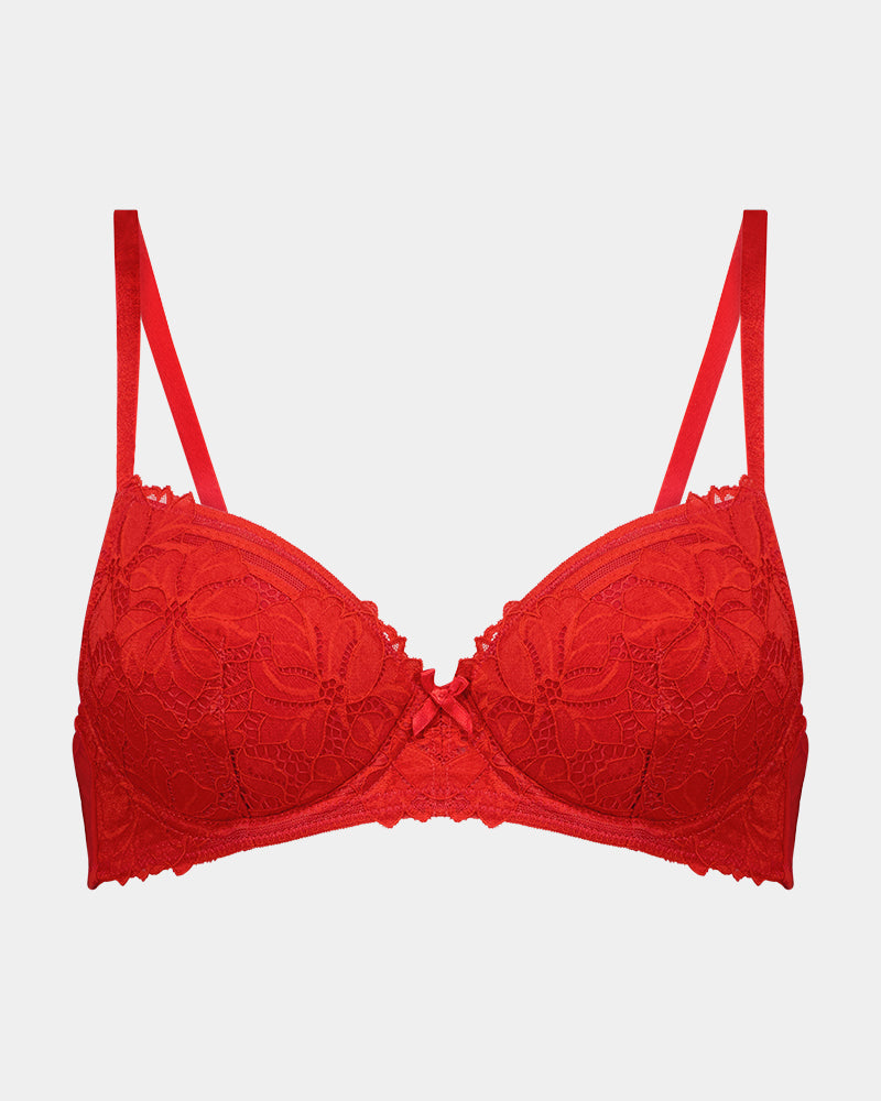 Alison Contour Bra in SALSA. Flat lay front view