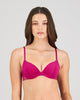 Model wears Stripe Elastic & Papertouch Push Up Bra in FANTASY FUCHSIA. On body front view