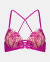 Heritage Bloom Push Up Front Opening Bra in FANTASY FUCHSIA. Flat lay front view