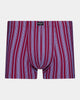 Cotton Stretch Mens Trunk in TIBETAN RED STRIPE. Flat lay front view