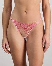 Model wears Josephine Thong in SACHET PINK. On body front view