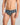 Model wears Cotton Stretch Mens Brief in AQUIFER/BLACK STRIPE. On body front view
