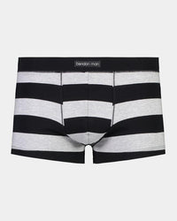 Rugby Stripe Mens Trunk in BLACK RUGBY STRIPE. Flat lay front view