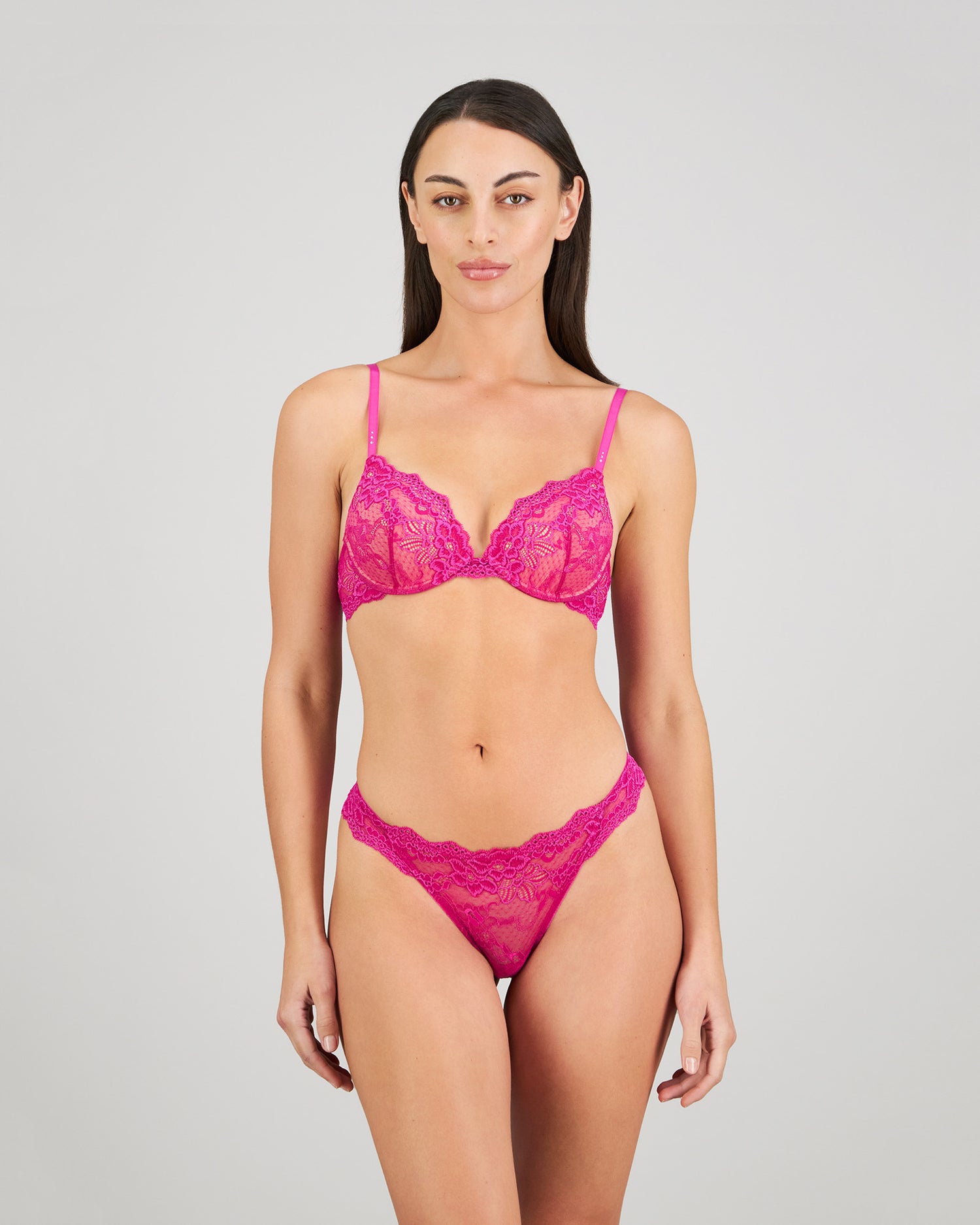 My Fit Lace Thong in FANTASY FUCHSIA. Feature shot
