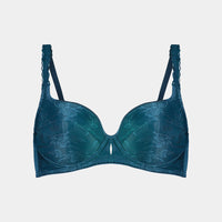 Divine Contour Bra in BLUE CORAL. Flat lay front view
