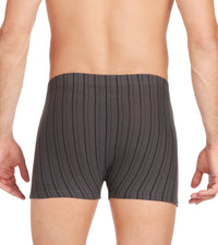 Model wears Cotton Stretch Mens Trunk in CHAR BLACK. On body back view