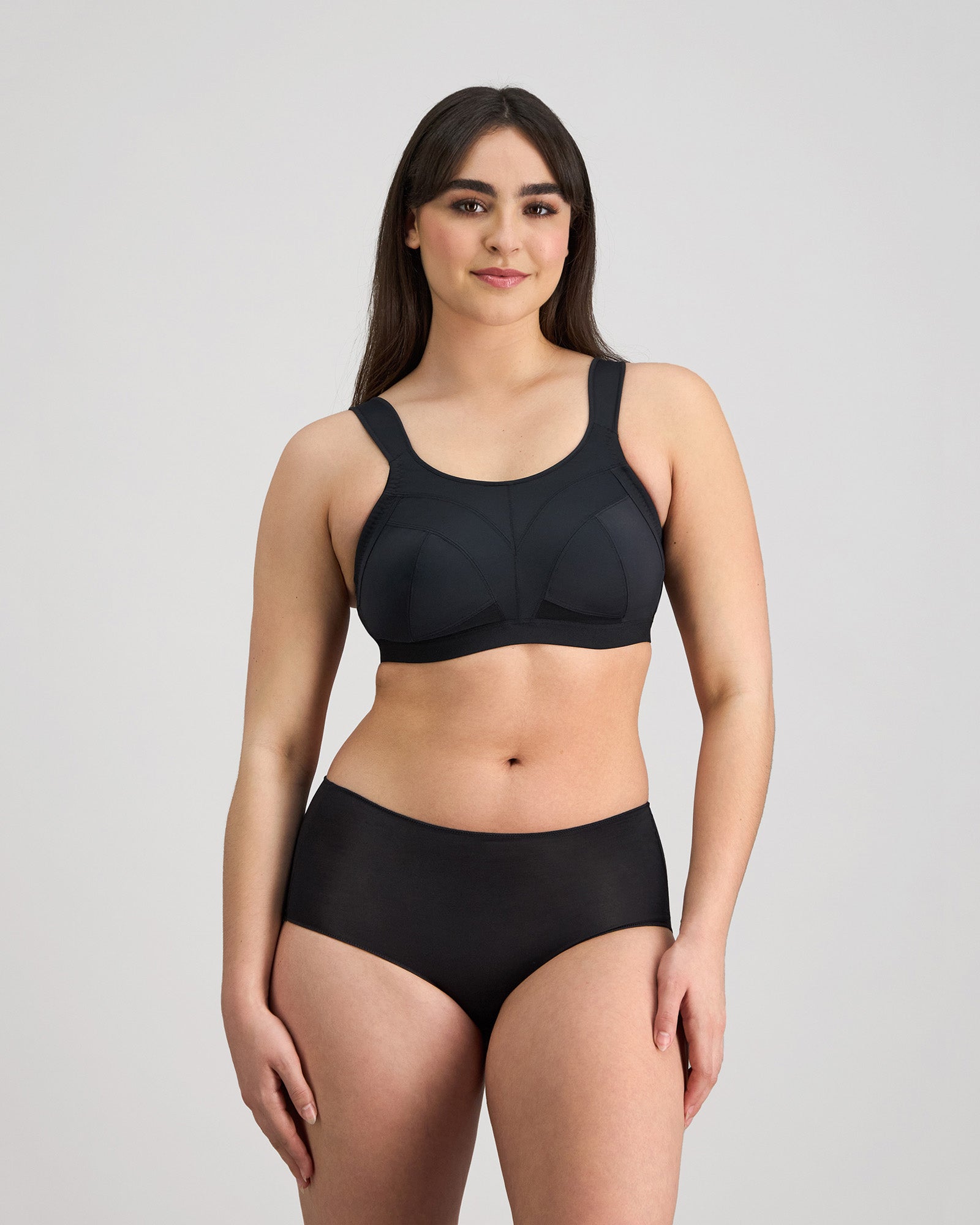 Stamina Wire Free Bra in BLACK. Feature shot