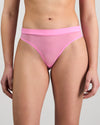 Model wears Lightweight High Cut Brief in BUBBLEGUM PINK. On body front view
