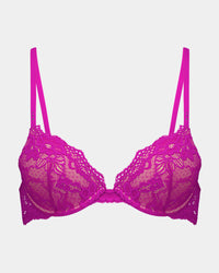My Fit Lace Push Up Bra in FANTASY FUCHSIA. Flat lay front view