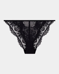 Midnight Magic Tanga in BLACK. Flat lay front view
