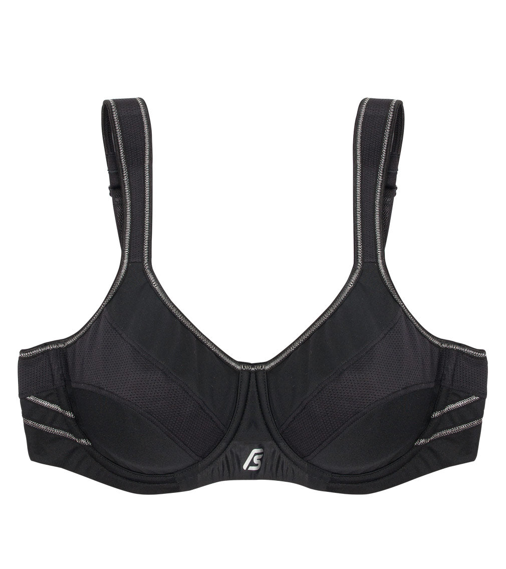 Active Underwire Bra in BLACK. Flat lay front view