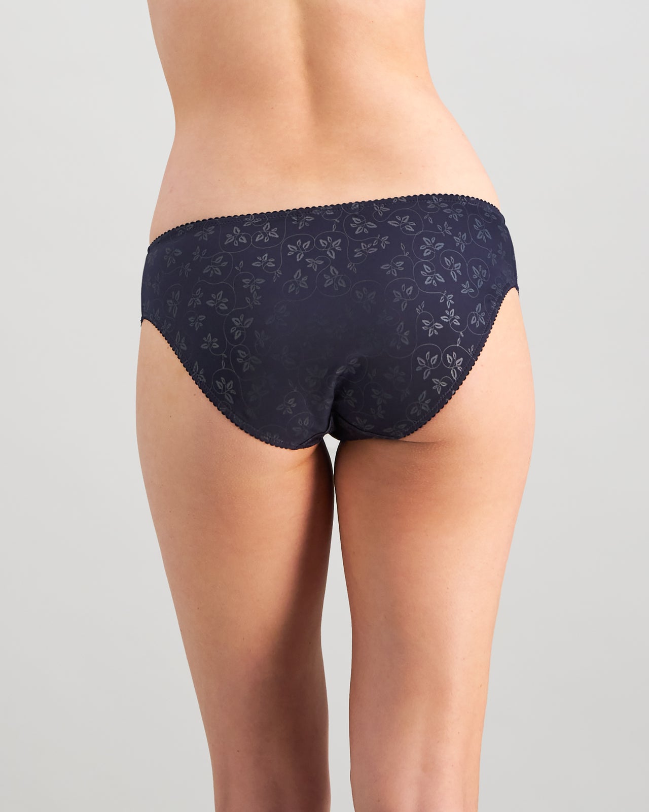 Model wears Yvette Bikini in NAVY BLAZER. On body back view