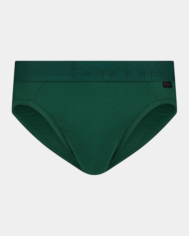 Bamboo Mens Brief in RAIN FOREST. Flat lay front view