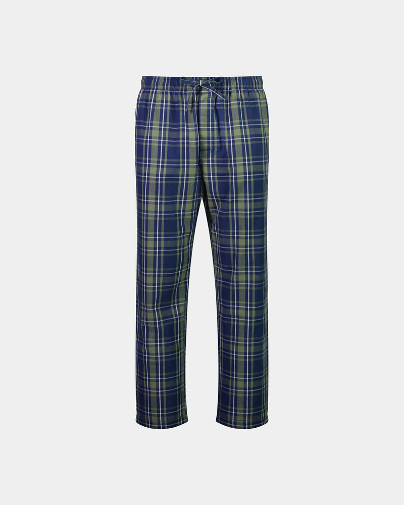 Lounge Long PJ Pant in ALOE CHECK. Flat lay front view