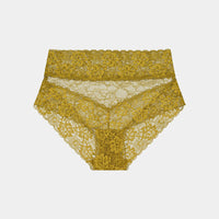 Lace Full Brief in ECRU OLIVE. Flat lay front view