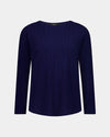 Relaxed Rib Long Sleeve Pj Top in NAVY BLAZER. Flat lay front view