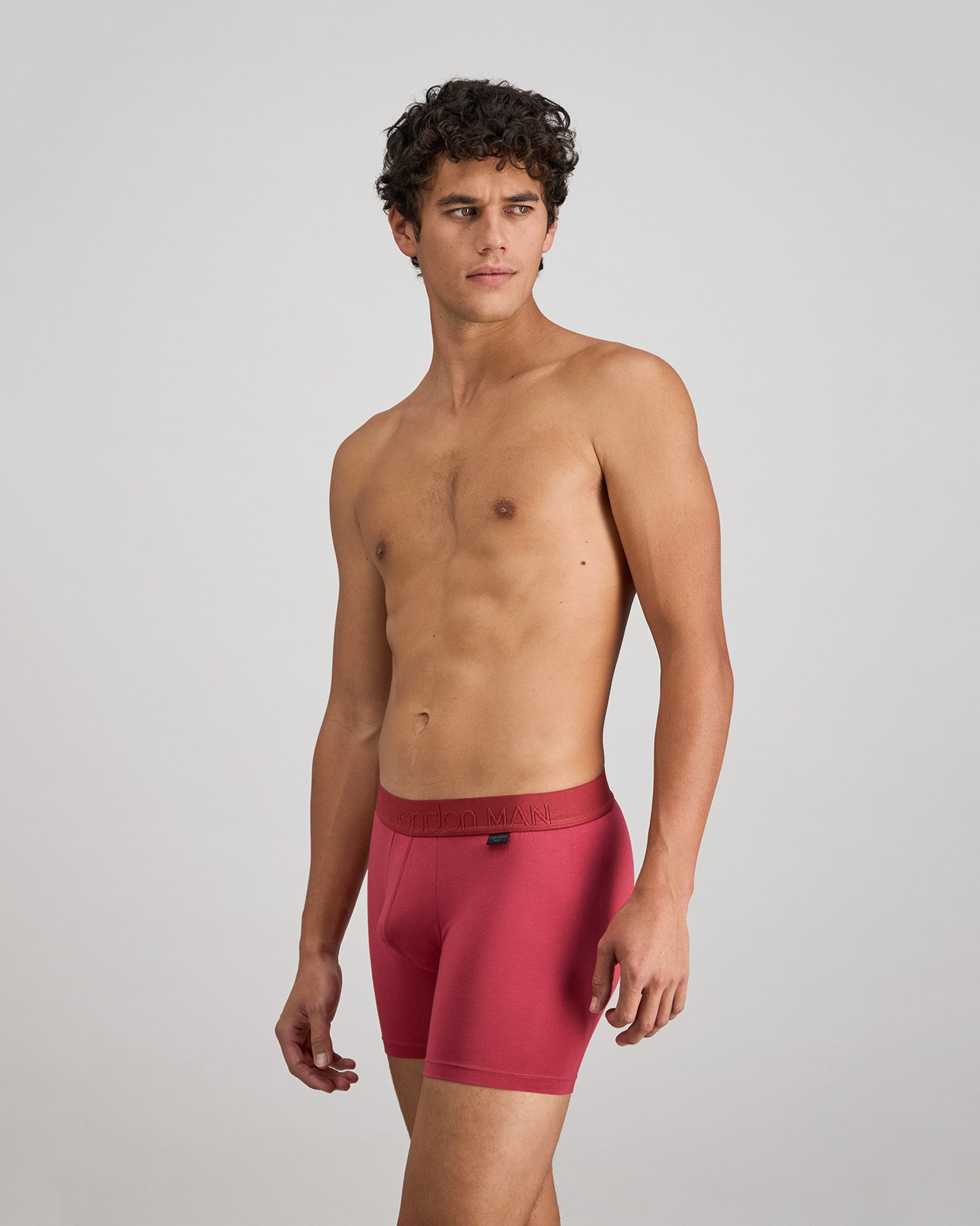 Bamboo Mens Trunk in GARNET. Flat lay back view