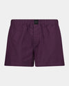 Classic Woven Mens Boxer in PLUM PERFECT. Flat lay front view