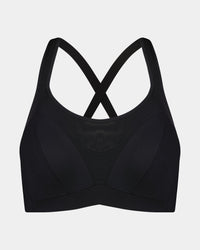 Power Underwire Bra in BLACK. Flat lay front view