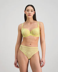 Elevate Underwire Bra in LEMON MERINGUE. Flat lay back view