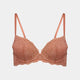 My Fit Lace Push Up Bra in CINNAMON. Flat lay front view