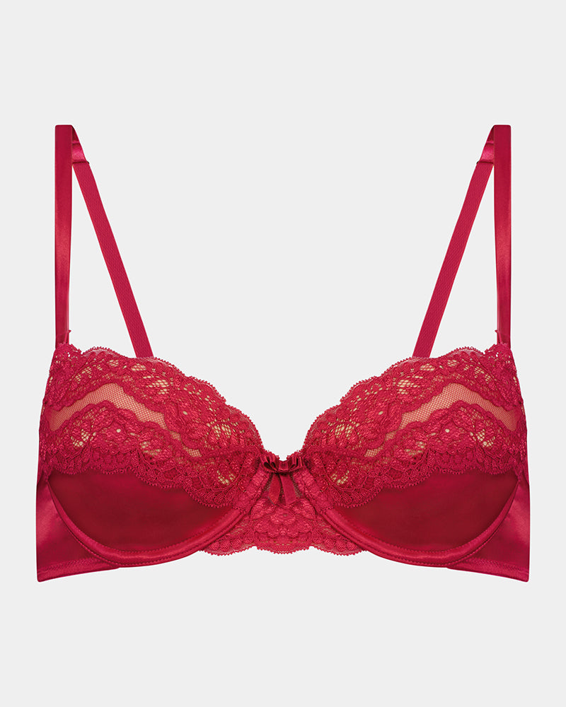 Heavenly Contour Bra in PERSIAN RED. Flat lay front view
