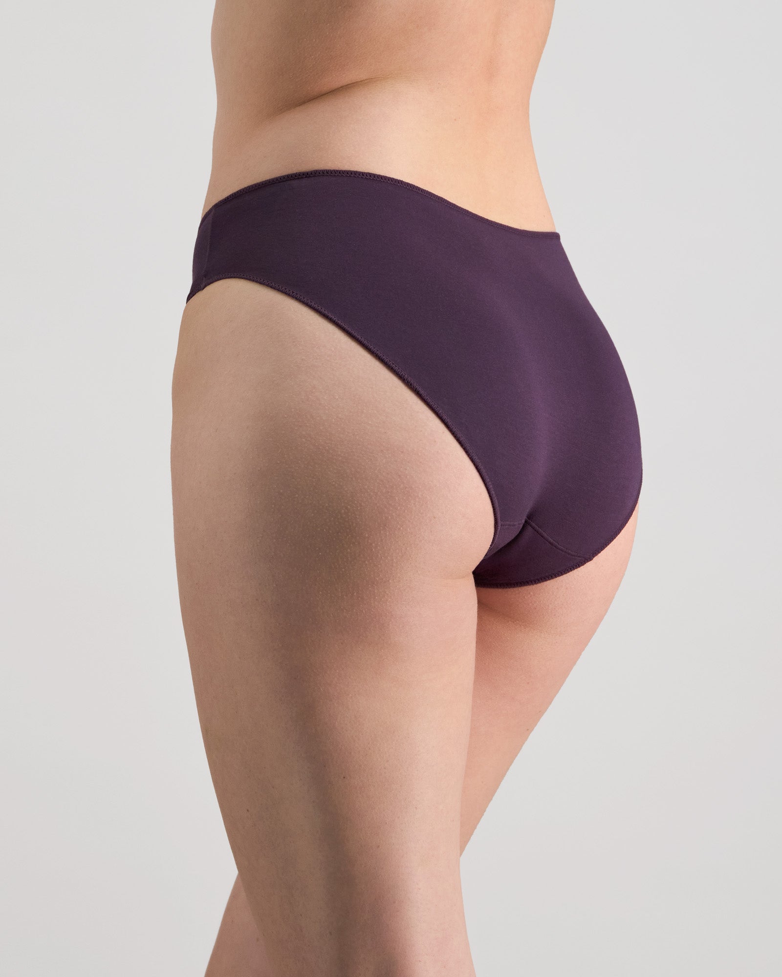 Au Naturel High Cut Brief in PLUM PERFECT. Flat lay back view